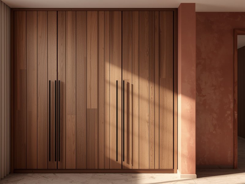 armario empotrado en madera rojiza