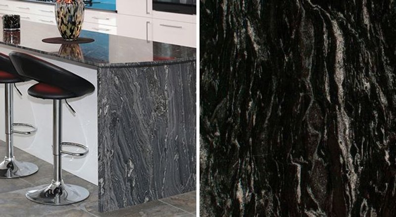 cocinas blancas con granito negro