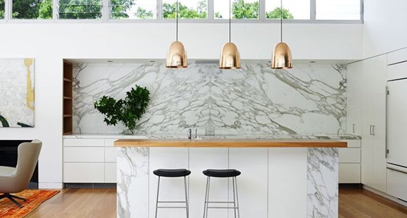 cocina marmol encimera de madera