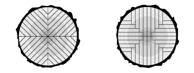 aserrado de cuartos de madera