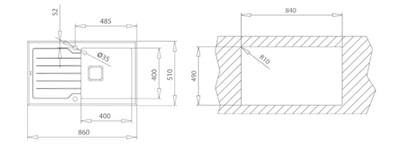 ejemplo medidas fregadero de cocina