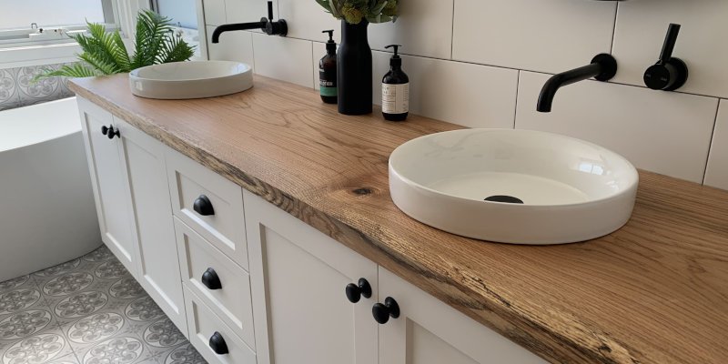 encimera de madera para lavabo