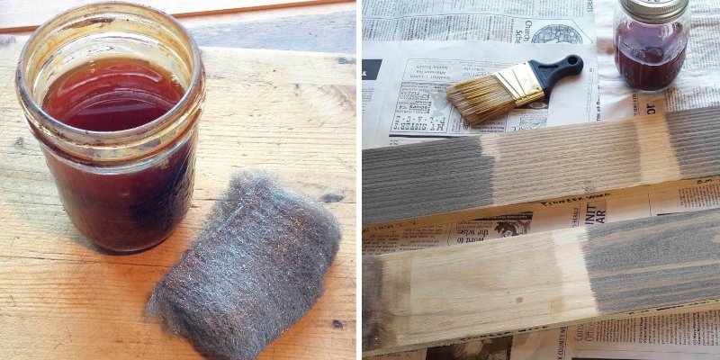 vinagre y acero para envejecer madera