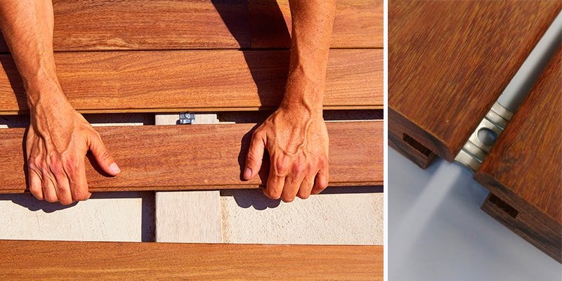 colocación tarima exterior maciza