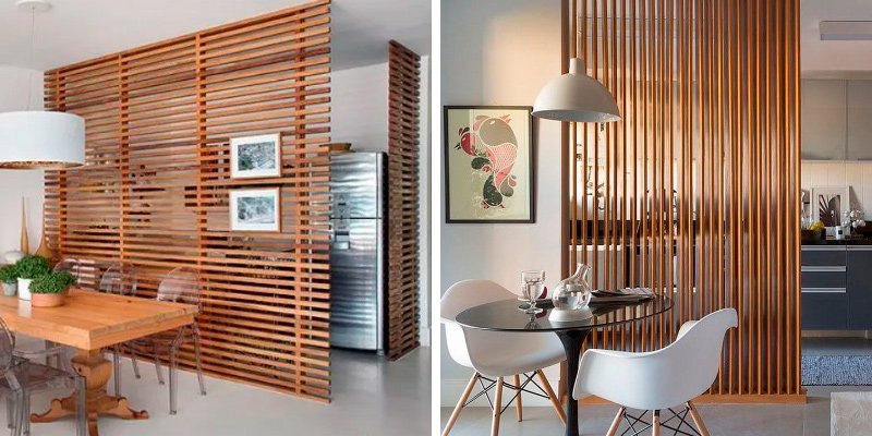 separar cocina de salón utilizando listones de madera
