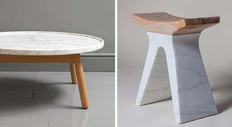 mobiliario madera y marmol