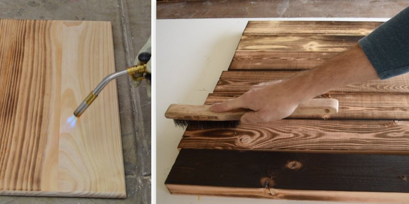 quemar para avejentar madera