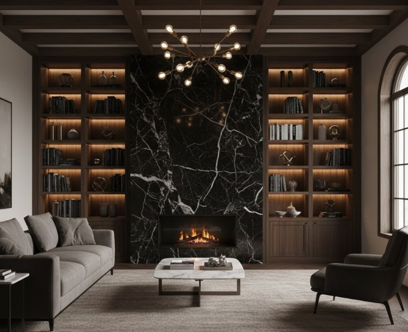 salon lujoso con marmol oscuro y madera nogal chocolate.jpg