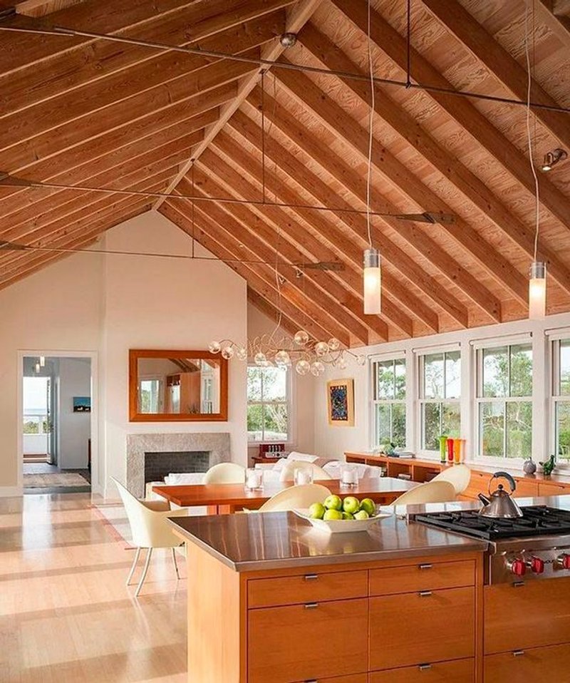 techo a dos aguas en madera