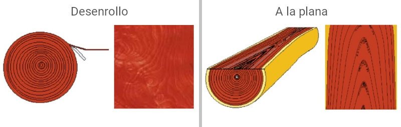 tipos corte chapa natural madera